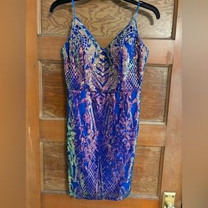 WORN ONCE, gorgeous blue homecoming dress. SIZE 3